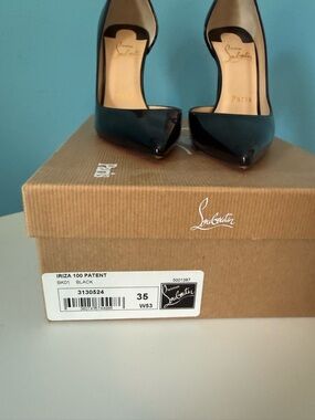 Christian Louboutin Black Patent Pointed-Toe Stiletto Heels